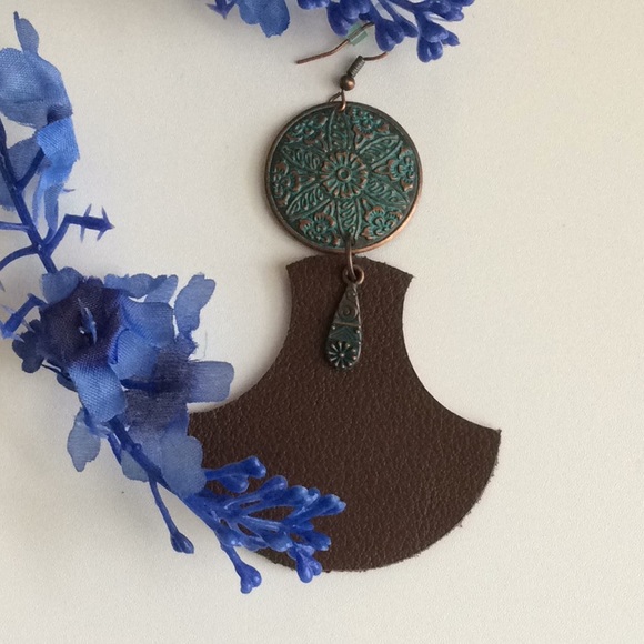 Bohemian Earrings Leather - Picture 3 of 8